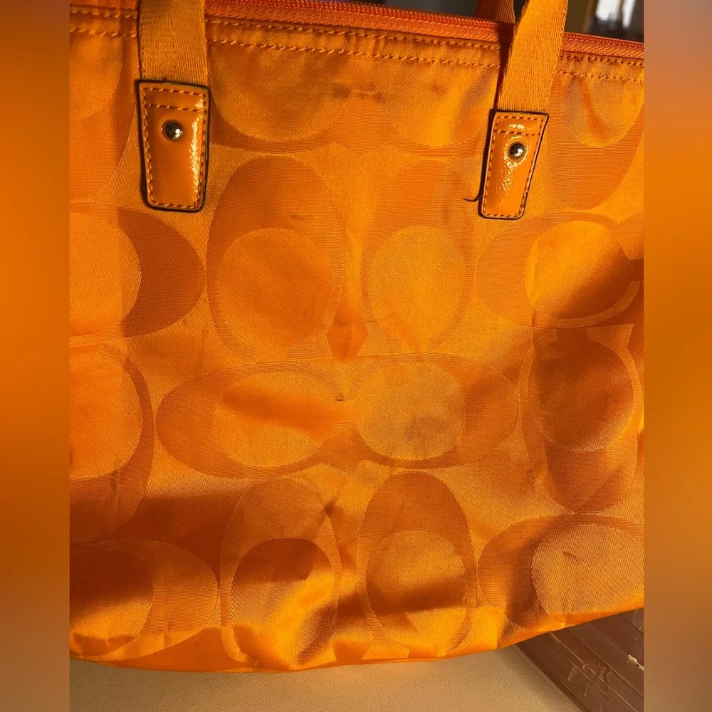 Coach Orange Nylon Tote with Unbranded Charm - Picture 5 of 11